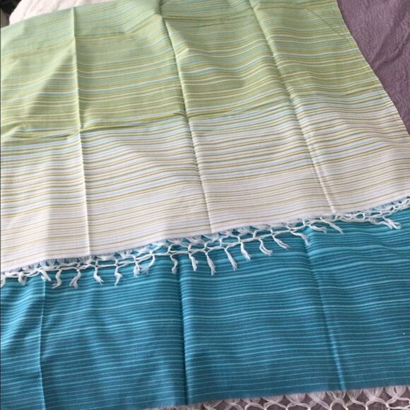 NWT ombré towel, coverup aqua, green white stripes - Picture 9 of 9